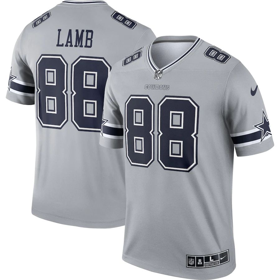 Dallas Cowboys #88 CeeDee Lamb Men's Gray Inverted Legend Jersey