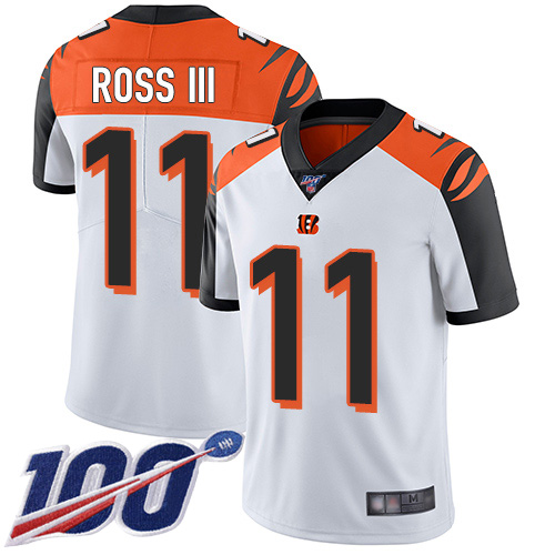 Cincinnati Bengals #11 John Ross III White Men's Stitched 100th Season Vapor Limited Jersey Men's