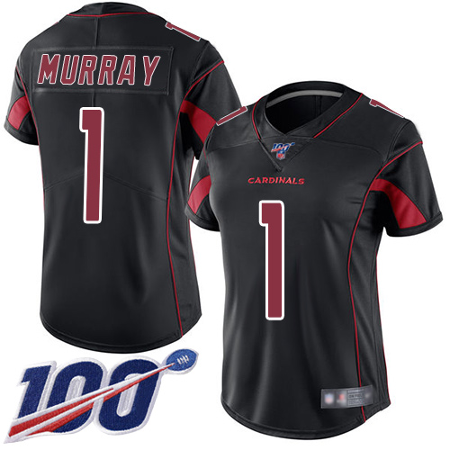 Cardinals #1 Kyler Murray Black Women's Stitched Limited Rush 100th Season Jersey