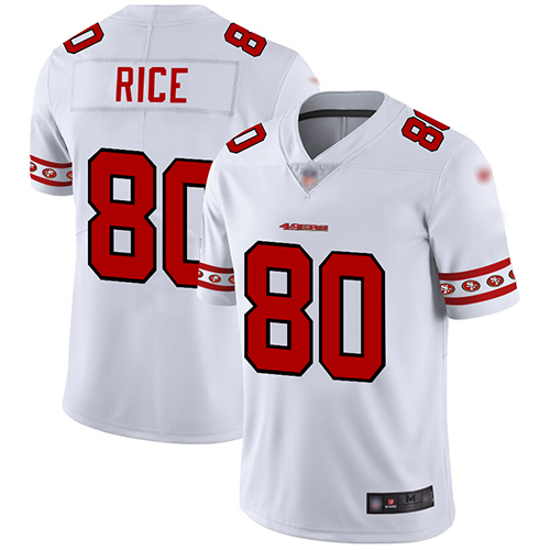 49ers #80 Jerry Rice White Men's Stitched Limited Team Logo Fashion Jersey