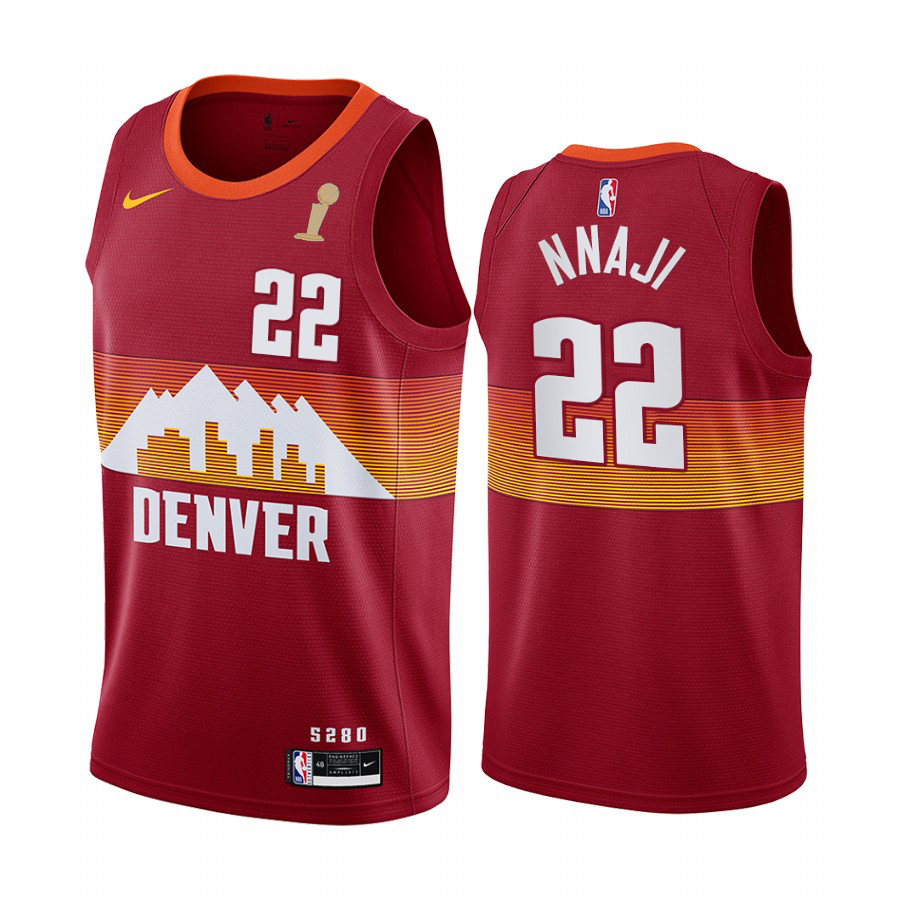 Nuggets #22 Zeke Nnaji Red Swingman 2023 Finals Champions City Edition Jersey