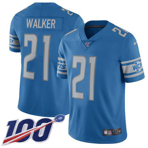 Detroit Lions #21 Tracy Walker Blue Team Color Men's Stitched 100th Season Vapor Untouchable Limited Jersey Men's