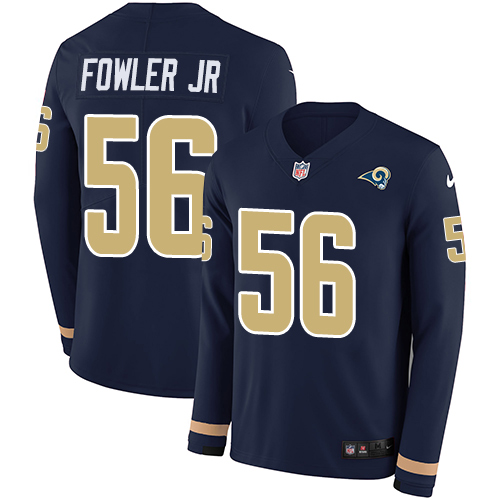 Los Angeles Rams #56 Dante Fowler Jr Navy Blue Team Color Men's Stitched Limited Therma Long Sleeve Jersey Men's