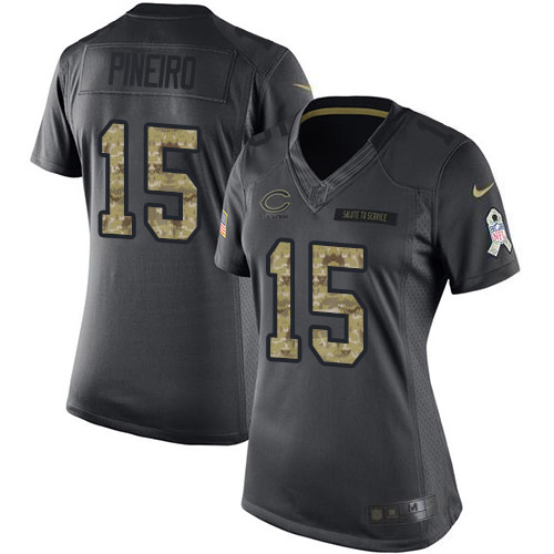 Chicago Bears #15 Eddy Pineiro Black Women's Stitched Limited 2016 Salute to Service Jersey Womens