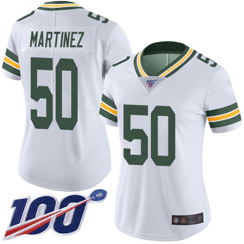 Green Bay Packers #50 Blake Martinez White Women's Stitched 100th Season Vapor Limited Jersey Womens