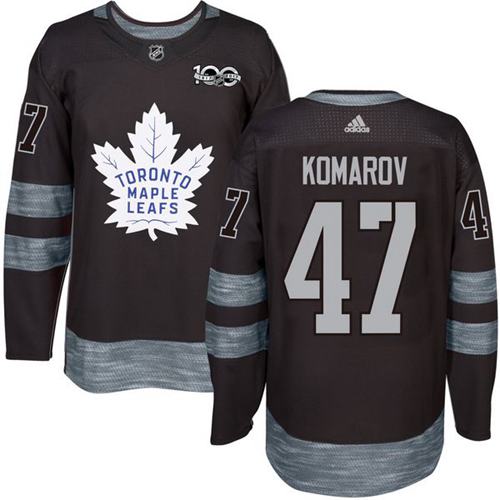 Adidas Maple Toronto Maple Leafs #47 Leo Komarov Black 1917-2017 100th Anniversary Stitched Jersey Men's