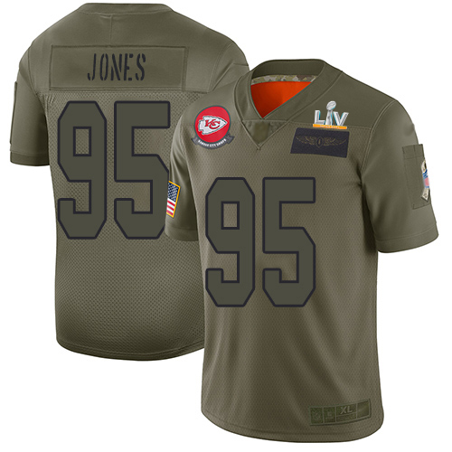 Chiefs #95 Chris Jones Camo Men's Super Bowl LV Bound Stitched Limited 2019 Salute To Service Jersey