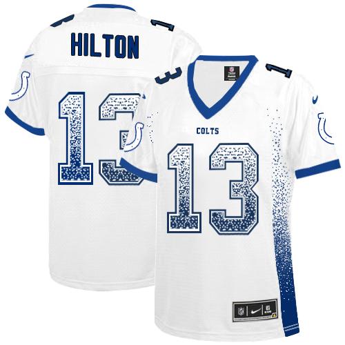 Colts #13 T.Y. Hilton White Women's Stitched Elite Drift Fashion Jersey