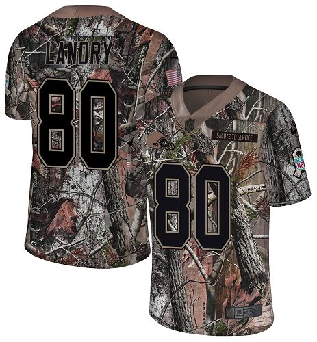 Browns #80 Jarvis Landry Camo Men's Stitched Limited Rush Realtree Jersey