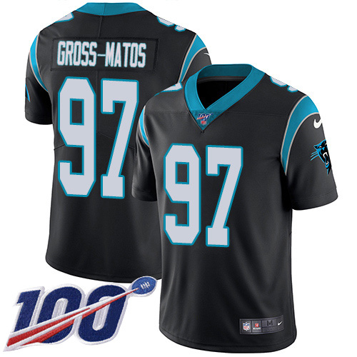 Carolina Panthers #97 Yetur Gross-Matos Black Team Color Men's Stitched 100th Season Vapor Untouchable Limited Jersey Men's