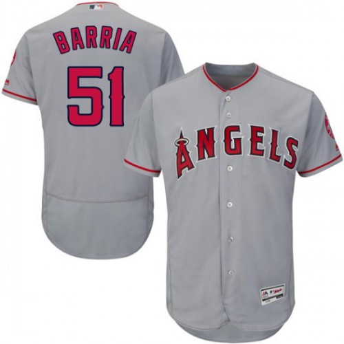 Los Angeles Angels of Anaheim #51 Jaime Barria Grey Flexbase Authentic Collection Stitched Jersey Men's