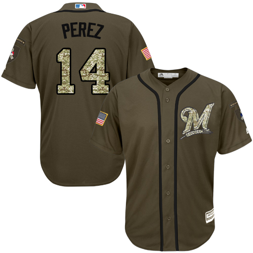 Milwaukee Brewers #14 Hernan Perez Green Salute to Service Stitched Jersey Men's