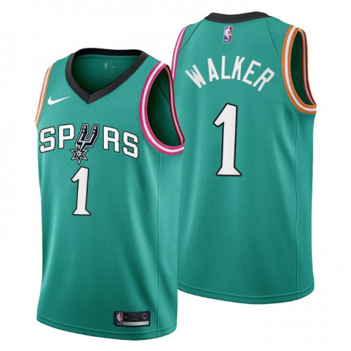 San Antonio Spurs #1 Lonnie Walker Mens 2022-23 City Edition Jersey - Cherry Blossom Teal Mens