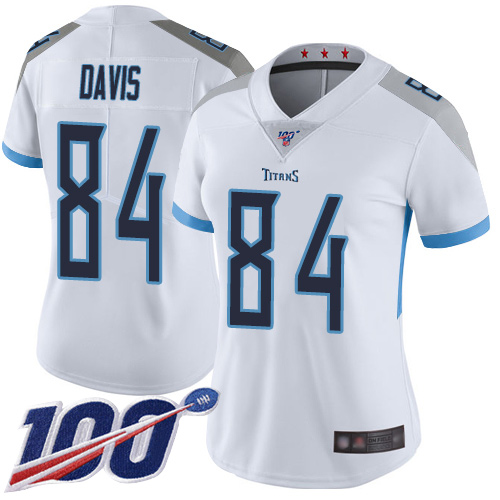 Tennessee Titans #84 Corey Davis White Women's Stitched 100th Season Vapor Limited Jersey Womens