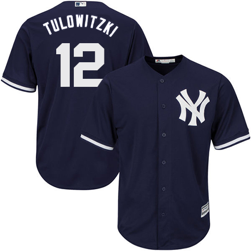 New York New York Yankees #12 Troy Tulowitzki Majestic Cool Base Jersey Navy Men's