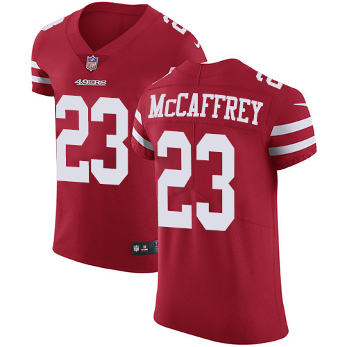 49ers #23 Christian McCaffrey Red Team Color Men's Stitched Vapor Untouchable Elite Jersey