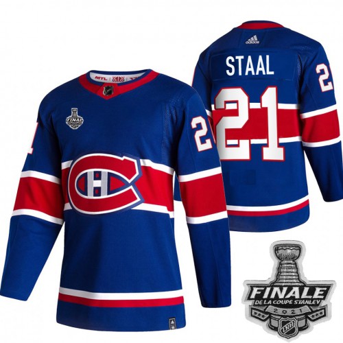 Adidas Montreal Canadiens #21 Eric Staal Blue Road Authentic 2021 Stanley Cup Final Patch Jersey Men's