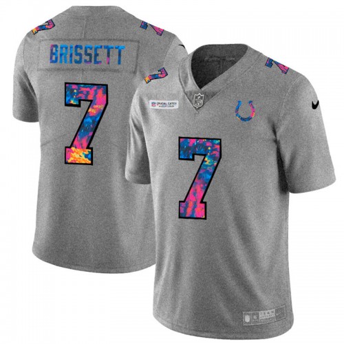 Indianapolis Indianapolis Colts #7 Jacoby Brissett Men's Multi-Color 2020 Crucial Catch Jersey Greyheather Men's
