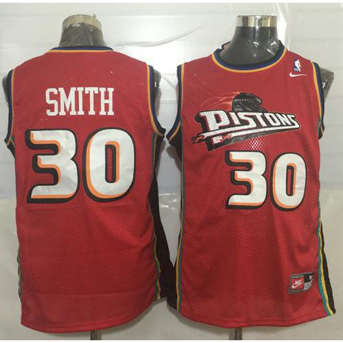 Detroit Pistons #30 Joe Smith Red Throwback Stitched Jersey Mens