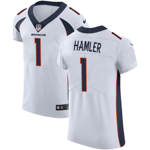 Broncos #1 KJ Hamler White Men's Stitched New Elite Jersey