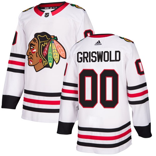 Adidas Chicago Blackhawks #00 Clark Griswold White Road Authentic Stitched Jersey Men's