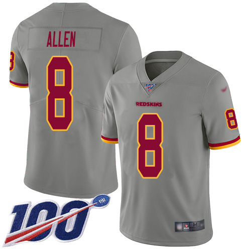 Washington Commanders #8 Kyle Allen Gray Men's Stitched Limited Inverted Legend 100th Season Jersey Men's