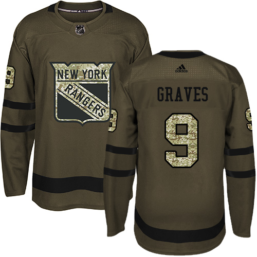 Adidas New York Rangers #9 Adam Graves Green Salute to Service Stitched Jersey Men's