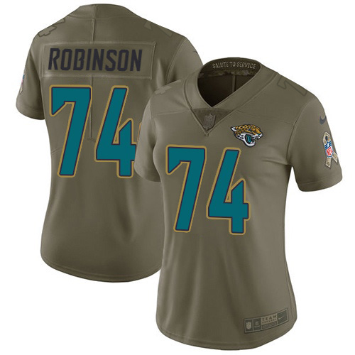 Jacksonville Jaguars #74 Cam Robinson Olive Women's Stitched Limited 2017 Salute To Service Jersey Womens