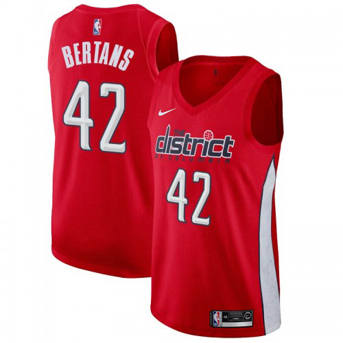 Washington Wizards #42 Davis Bertans Red Youth Swingman Earned Edition Jersey Youth