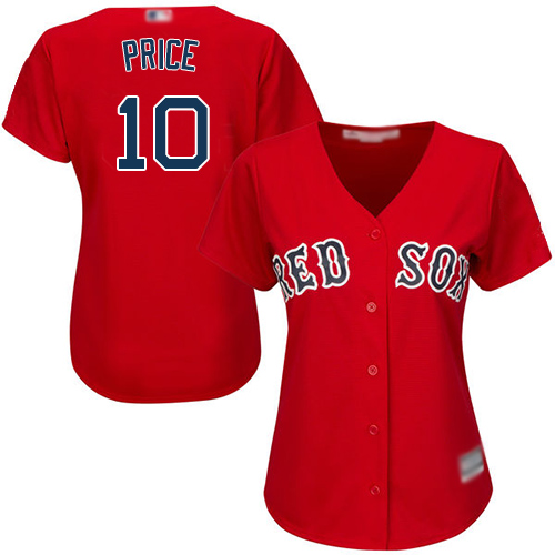 Boston Red Sox #10 David Price Red Alternate Women's Stitched Jersey Womens