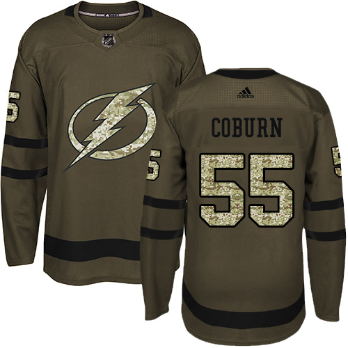 Adidas Tampa Bay Lightning #55 Braydon Coburn Green Salute to Service Stitched Jersey Men's