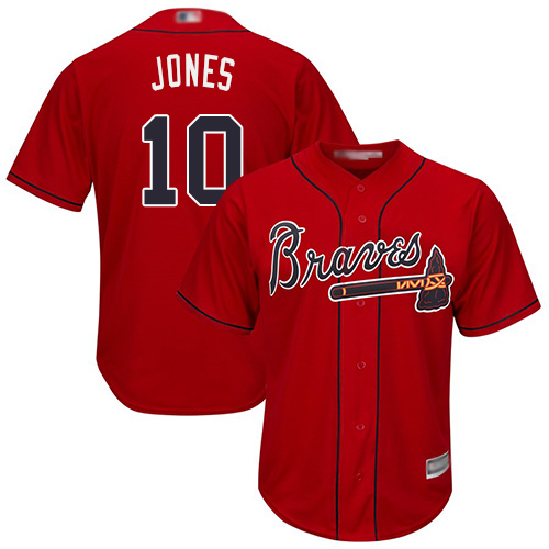 Atlanta Braves #10 Chipper Jones Red Cool Base Stitched Youth Jersey Youth