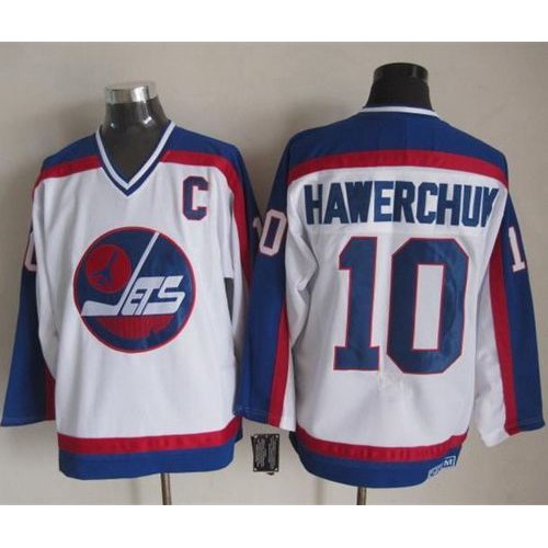 Winnipeg Jets #10 Dale Hawerchuk White/Blue CCM Throwback Stitched Jersey Men's
