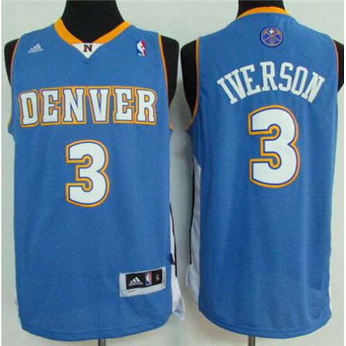 Denver Nuggets #3 Allen Iverson Light Blue Stitched Jersey Mens