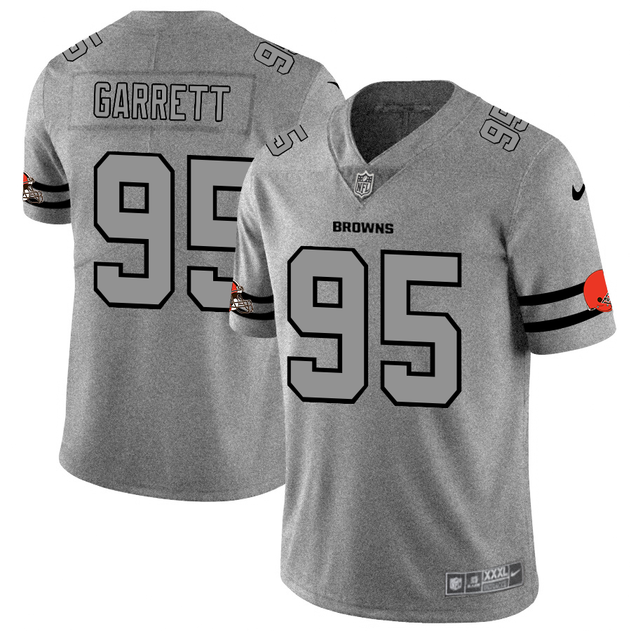 Cleveland Browns #95 Myles Garrett Men's Gray Gridiron II Vapor Untouchable Limited Jersey