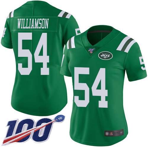 New York Jets #54 Avery Williamson Green Women's Stitched Limited Rush 100th Season Jersey Womens