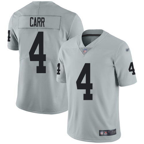 Raiders #4 Derek Carr Silver Men's Stitched Limited Inverted Legend Jersey