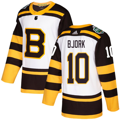 Adidas Boston Bruins #10 Anders Bjork White Authentic 2019 Winter Classic Youth Stitched Jersey Youth