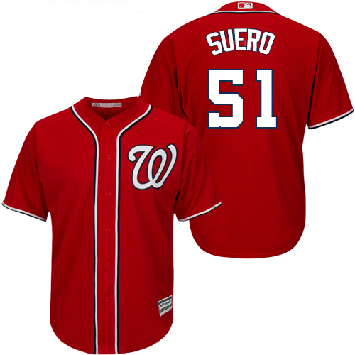 Washington Nationals #51 Wander Suero Red New Cool Base Stitched Jersey Men's