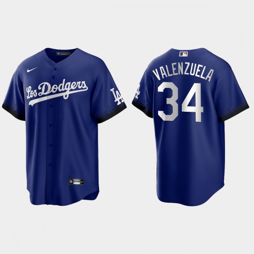 Los Angeles Los Angeles Dodgers #34 Fernando Valenzuela Men's 2021 City Connect Game Jersey Royal Men's