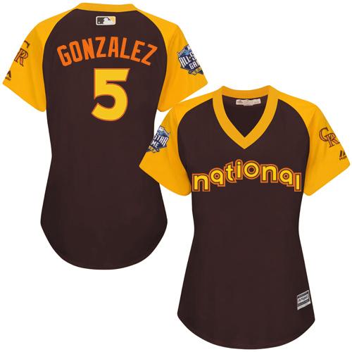 Colorado Rockies #5 Carlos Gonzalez Brown 2016 All-Star National League Women's Stitched Jersey Womens