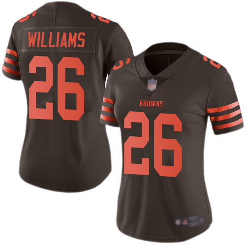 Cleveland Browns #26 Greedy Williams Brown Women's Stitched Limited Rush Jersey Womens