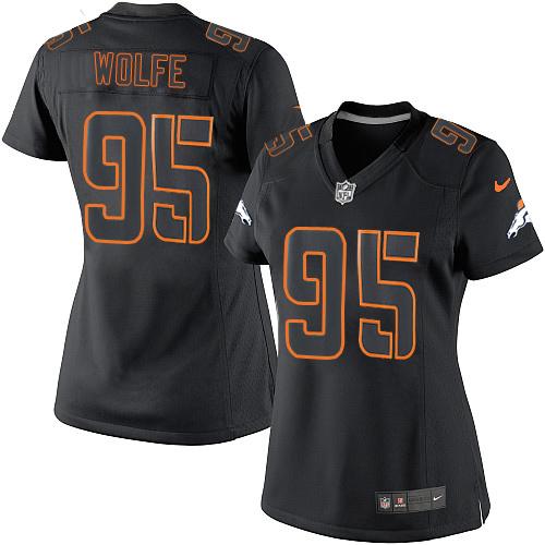 Denver Broncos #95 Derek Wolfe Black Impact Women's Stitched Limited Jersey Womens