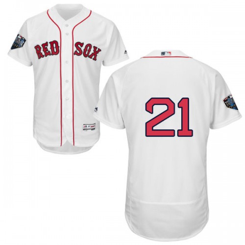 Boston Red Sox #21 Roger Clemens White Flexbase Authentic Collection 2018 World Series Stitched Jersey Men's