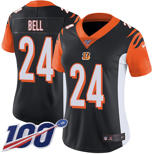 Cincinnati Bengals #24 Vonn Bell Black Team Color Women's Stitched 100th Season Vapor Untouchable Limited Jersey Womens