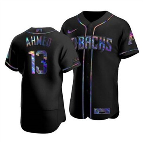 Arizona Arizona Diamondbacks #13 Nick Ahmed Men's Iridescent Holographic Collection Jersey - Black Men's