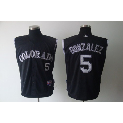 Colorado Rockies #5 Carlos Gonzalez Black Vest Style Stitched Jersey Men's