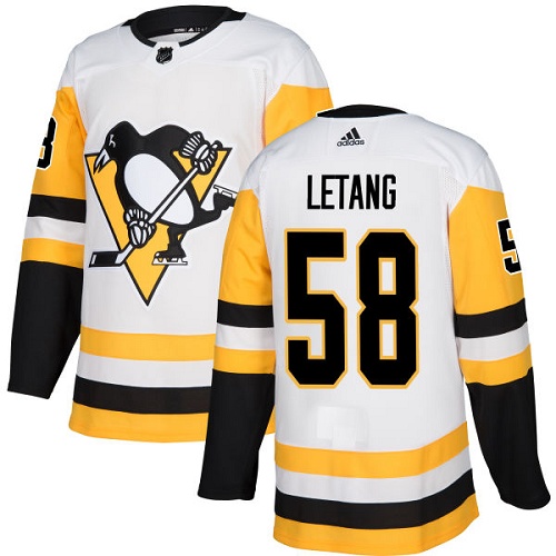 Adidas Pittsburgh Penguins #58 Kris Letang White Road Authentic Stitched Jersey Men's