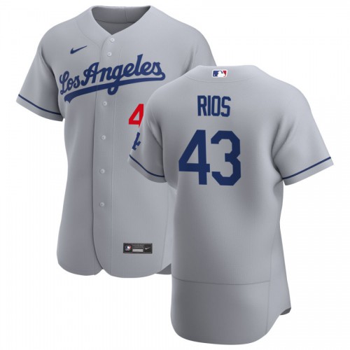 Los Angeles Los Angeles Dodgers #43 Edwin Rios Men's Gray Road 2020 Authentic Team Jersey Men's