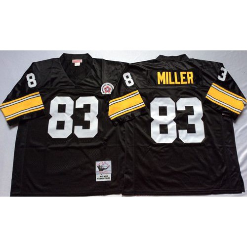 Mitchell And Ness Pittsburgh Steelers #83 Heath Miller Black Throwback Stitched Jersey Men's